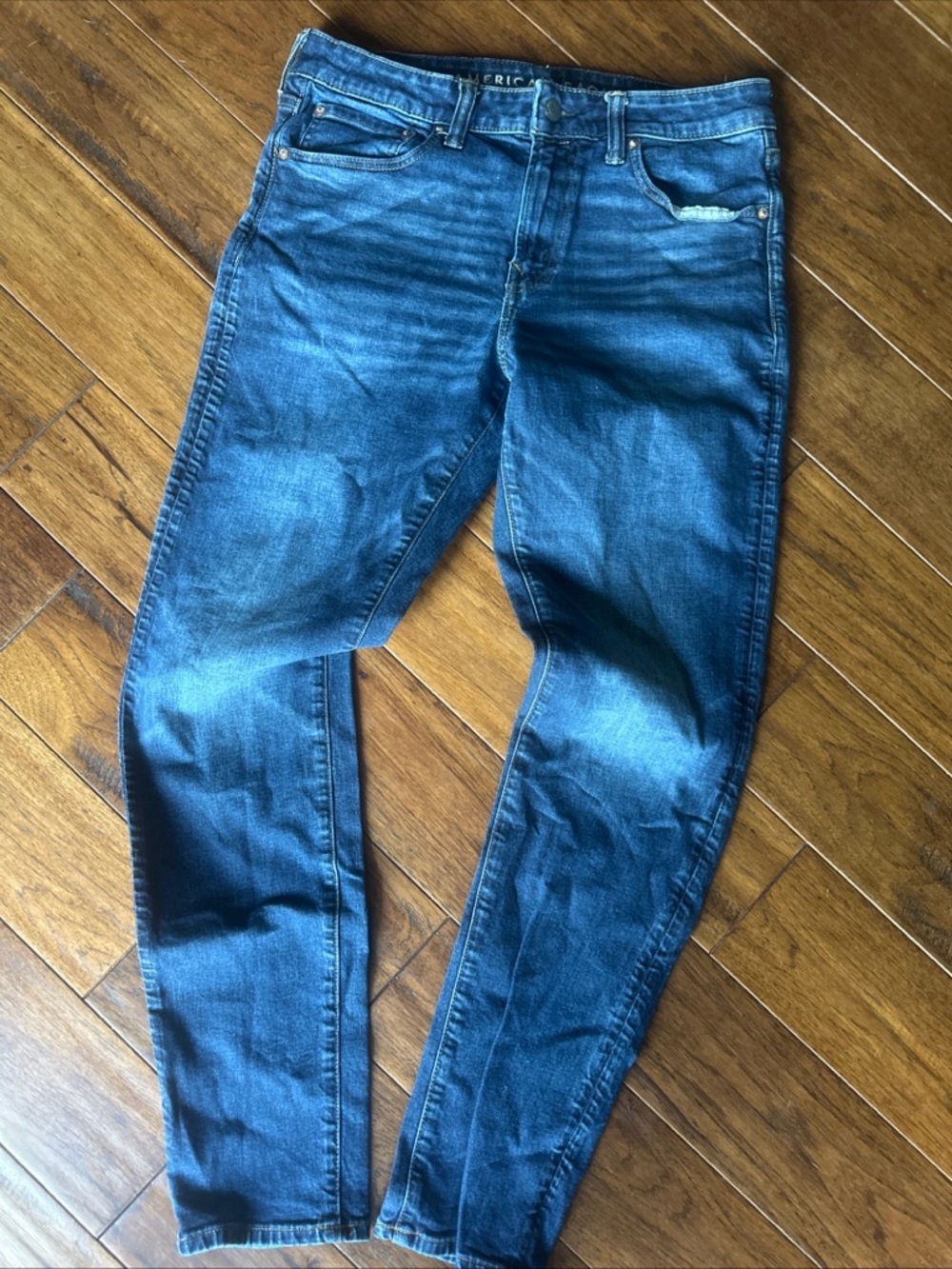 American Eagle Men's Athletic Fit Jeans 32x34 Blue Denim, Airflex+  Stretch Tall